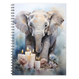 Caderno Espiral Animais Selvagens Com Velas E Elefante De Flores
