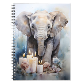 Caderno Espiral Animais Selvagens Com Velas E Elefante De Flores