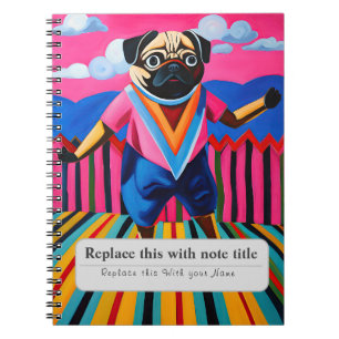 Caderno Espiral Animais Símicos Personalizados - Pug Cute