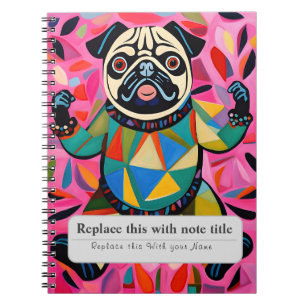 Caderno Espiral Animais Símicos Personalizados - Pug Cute