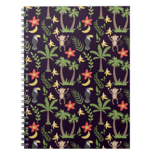 Caderno Espiral Animais tropicais, sem descontinuidades, macacos e