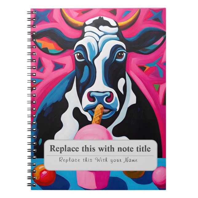 Caderno Espiral Animais Whimsic Personalizados - Vaca Cuta (Frente)