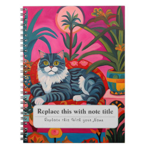 Caderno Espiral Animais Whimsical Personalizados - Gato Gato Giro