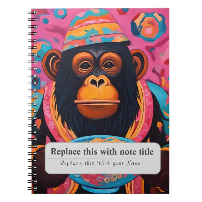 Caderno Espiral Animais Whimsical Personalizados - Macaco (Frente)
