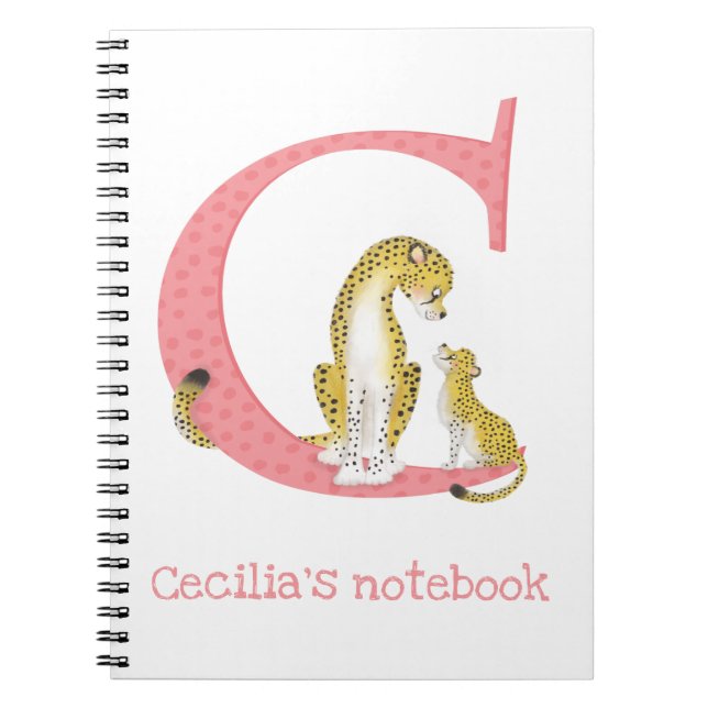 Caderno Espiral Animal ABC C é para notebook chita (Frente)