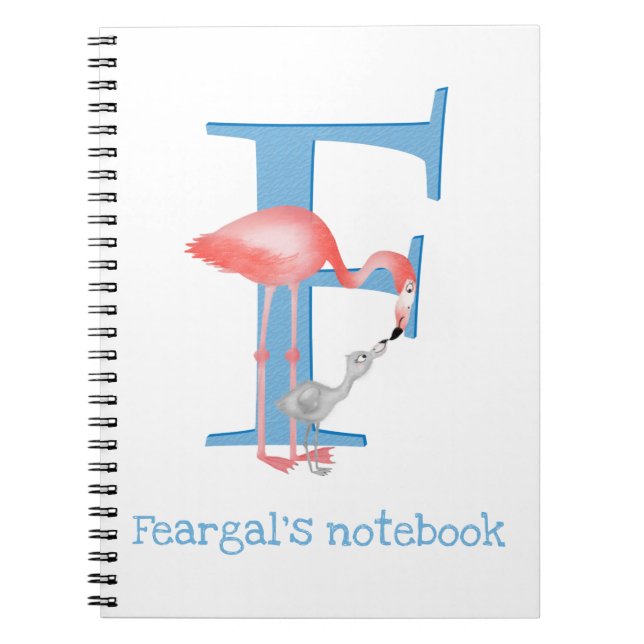 Caderno Espiral Animal ABC F é para flamingo notebook (Frente)