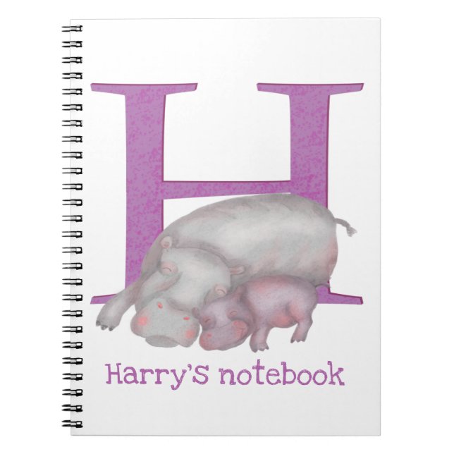 Caderno Espiral Animal ABC H é para notebook hippo (Frente)