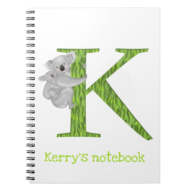 Caderno Espiral Animal ABC K é para notebook koala (Frente)