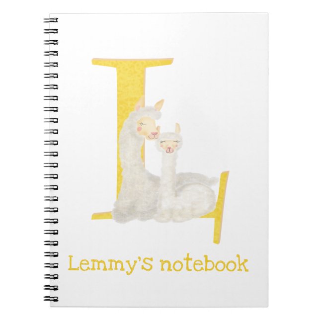 Caderno Espiral Animal ABC L é para notebook llama (Frente)