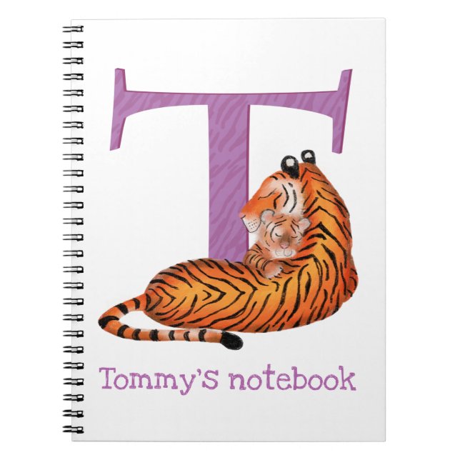 Caderno Espiral Animal ABC T é para notebook de tigre (Frente)