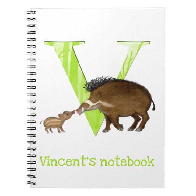Caderno Espiral Animal ABC V é para notebook Visayan warty porco (Frente)
