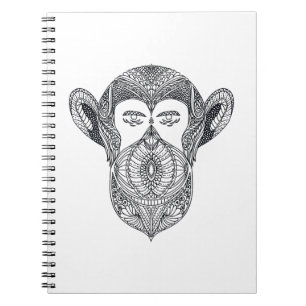 Caderno Espiral Animal selvagem do Doodle da floresta