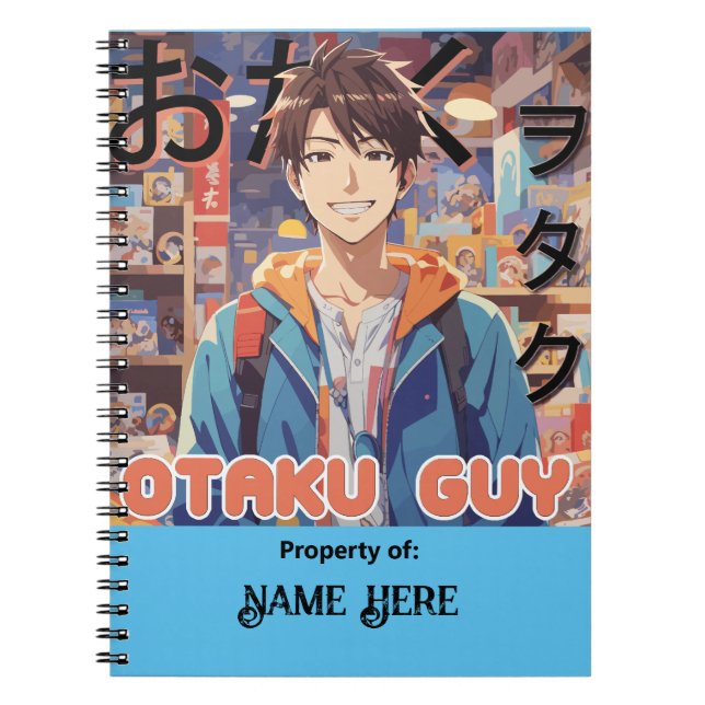 Caderno Espiral Anime de Cara Otaku Personalizado (Frente)