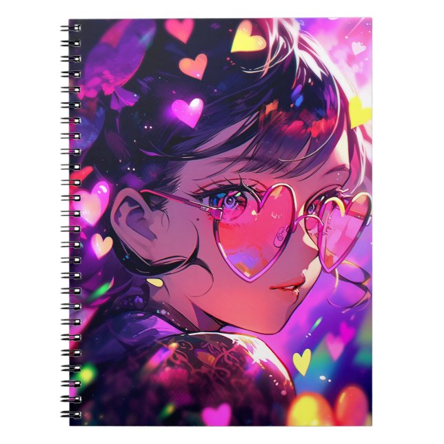 Caderno Espiral Anime Girl Hearts (Frente)
