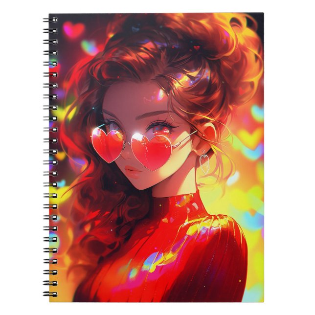 Caderno Espiral Anime Girl Hearts (Frente)