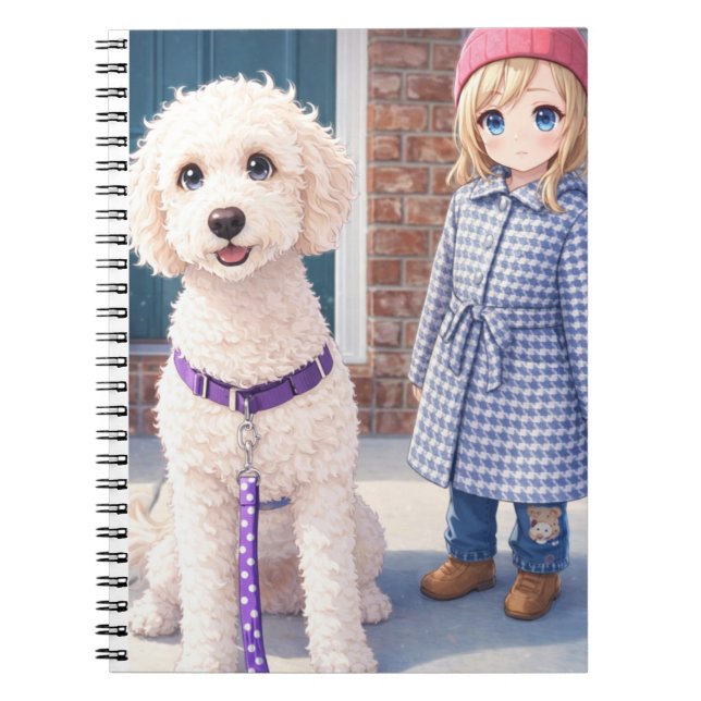 Caderno Espiral Anime Girl With Happy Dog Spiral Photo Notebook (Frente)