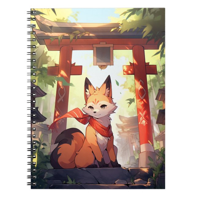 Caderno Espiral Anime Kitsune Cute Fox Fantasy Art (Frente)