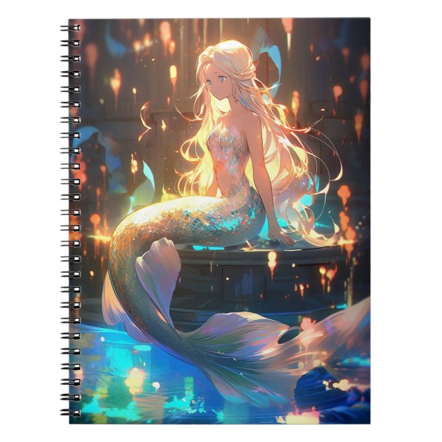 Caderno Espiral Anime Mermaid Girl Fantasy Art (Frente)
