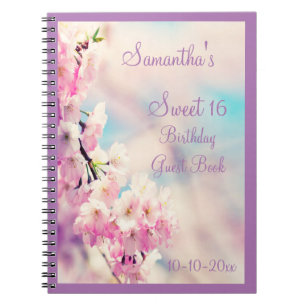 Caderno Espiral Aniversário bonito do doce 16 da flor