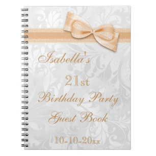 Caderno Espiral aniversário de 21 anos Party Damask and Arco