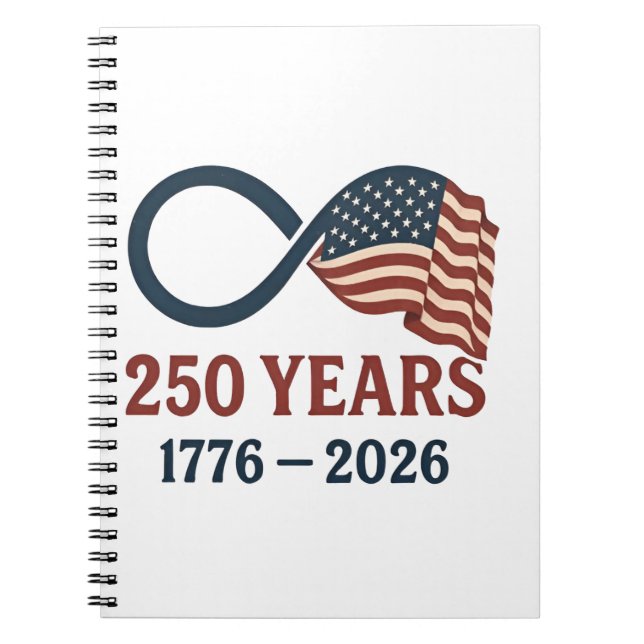 Caderno Espiral Aniversário de 250 Anos 1776-2026 Patriótico dos E (Frente)
