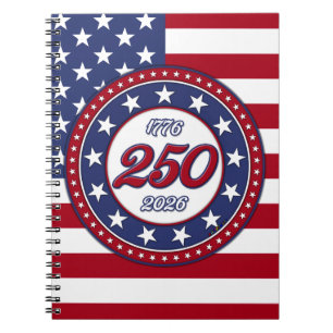 Caderno Espiral Aniversário de 250 anos da América com a bandeira