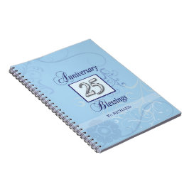 Caderno Espiral Aniversário de 25 em Azul e Prata