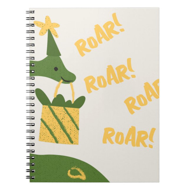 Caderno Espiral Aniversário de Animais da Festa Roar (Frente)