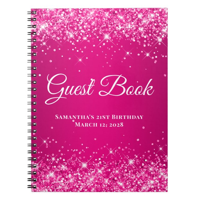 Caderno Espiral Aniversário de Aniversário do Boca-framboesa Rosa  (Frente)