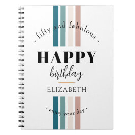 Caderno Espiral Aniversário design minimalista em cores pastosas