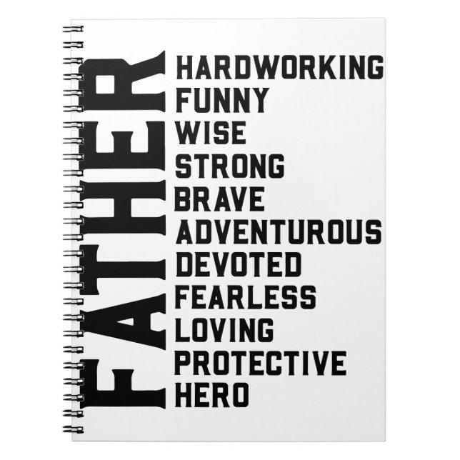 Caderno Espiral Aniversário do Pai do Dia de os pais do pai Pai Na (Frente)