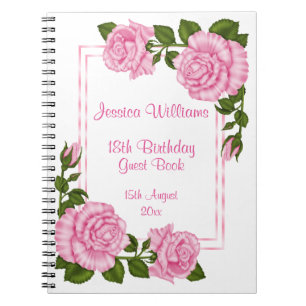 Caderno Espiral Aniversário dos buquês de canto cor-de-rosa boni