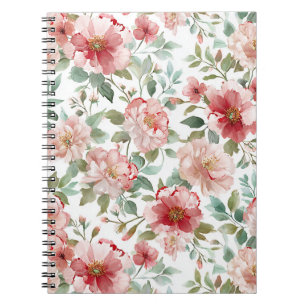Caderno Espiral Aniversário Floral Rosa Vermelho
