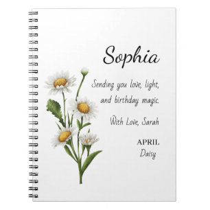 Caderno Espiral Aniversário Personalizado Abril Daisy