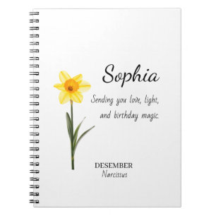 Caderno Espiral Aniversário Personalizado Narciso de Dezembro