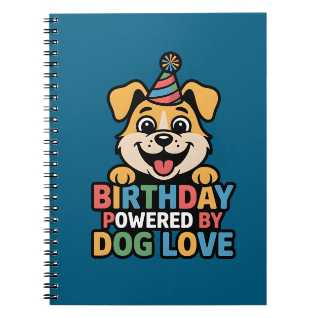 Caderno Espiral Aniversário Poderoso pelo Amor Canino Design (Frente)