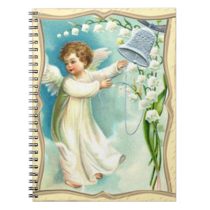 Caderno Espiral Anjo Bebê Com Bela Azul