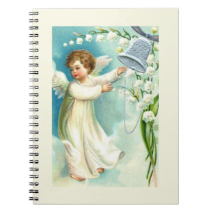 Caderno Espiral Anjo Bebê Com Sino Azul