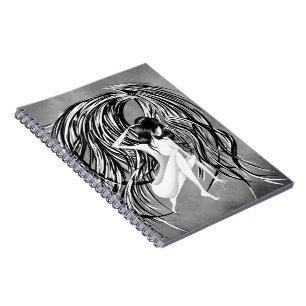 Caderno Espiral Anjo caído cinza