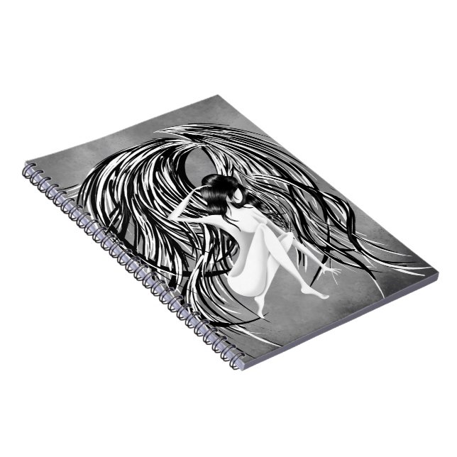 Caderno Espiral Anjo caído cinza  (Lado Direito)