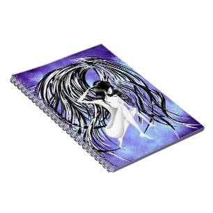 Caderno Espiral Anjo Caído cinza & azul