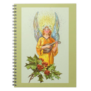 Caderno Espiral Anjo Com Azevinho E Bandolim