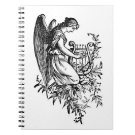 Caderno Espiral Anjo com harpa e flora
