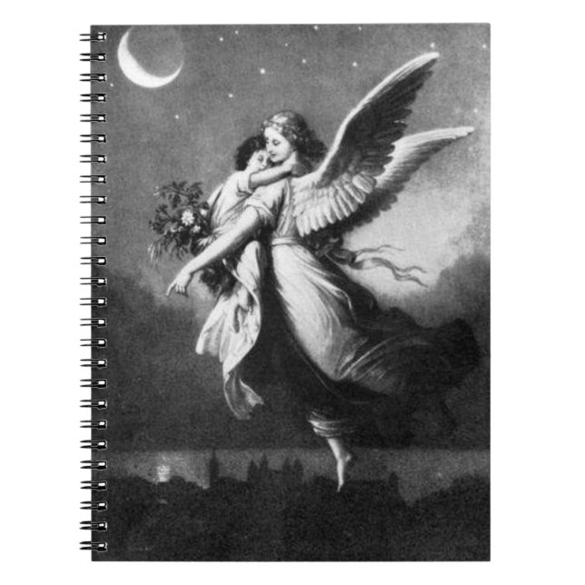 Caderno Espiral Anjo-da-guarda na noite (Frente)
