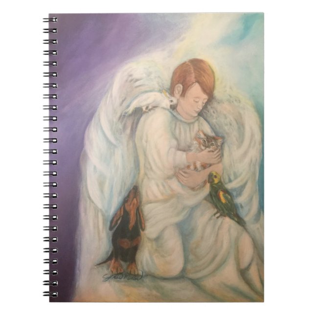 Caderno Espiral Anjo de animais de estimação, diário de gatos-coqu (Frente)