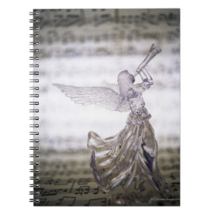 Caderno Espiral Anjo de vidro que joga a trombeta e a imagem da