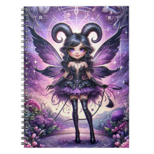 Caderno Espiral Anjo Fadas Gótic Purple Escorpião Chifres Zodíaco