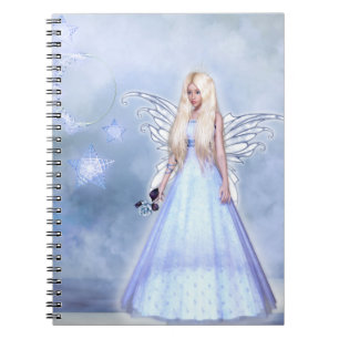 Caderno Espiral Anjo feminino em azul
