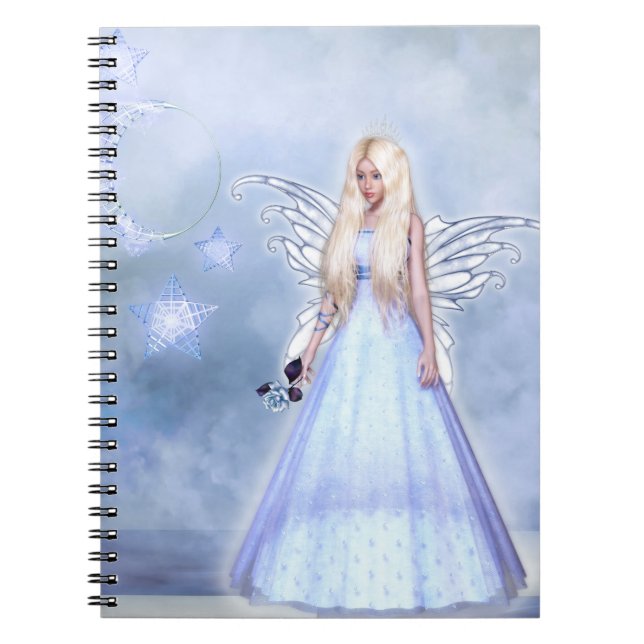 Caderno Espiral Anjo feminino em azul (Frente)