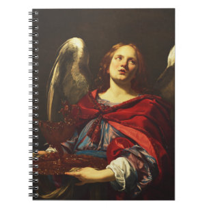 Caderno Espiral Anjo segurando o vaso e a toalha